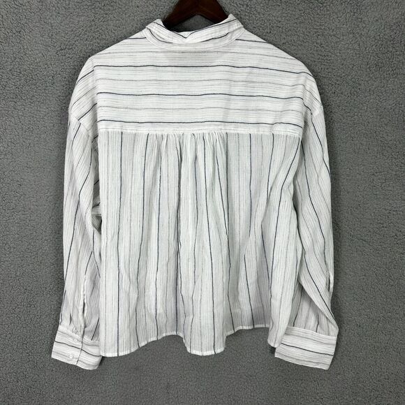 Lane Bryant Button Up Top Womens 20 White Striped Long sleeve Gauzy Career Chic - Picture 8 of 8